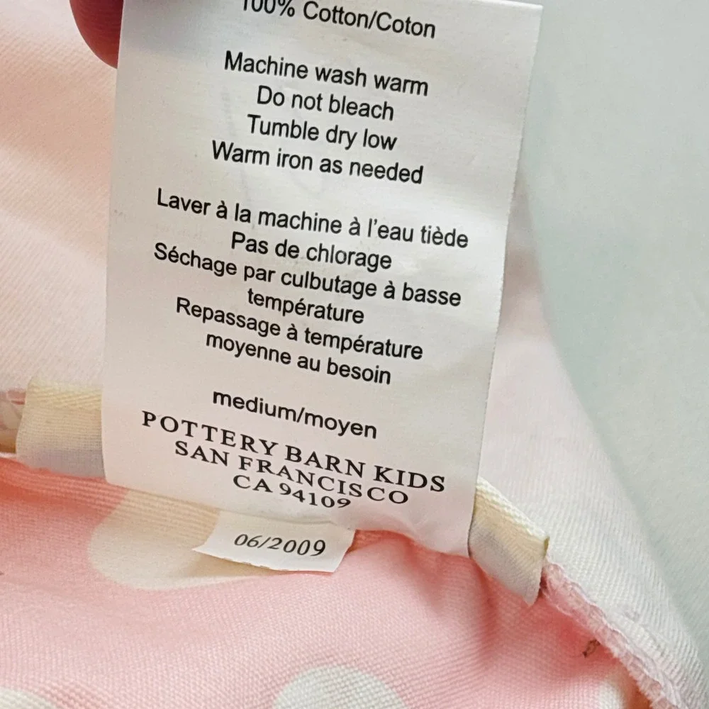 Pottery Barn Kids Sabrina Basket 11 Liner Lot Pink White Polka Dot M L XL